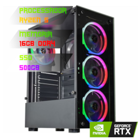 COMPUTADOR GAMER RYZEN 5 5600X/PLACA B550 DDR4/16GB DDR4/SSD 500GB/GABINETE KMEX ELITE/600W 80PLUS/RTX 3060