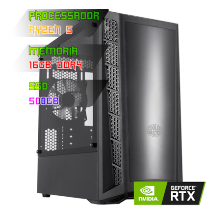 COMPUTADOR GAMER RYZEN 5 5600X/PLACA B550 DDR4/16GB DDR4/SSD 500GB/GABINETE MB320L/600W 80PLUS/RTX 3060