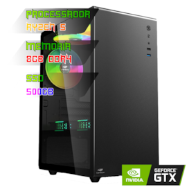 COMPUTADOR GAMER RYZEN 5 5600X/PLACA B550 DDR4/8GB DDR4/SSD 500GB/GABINETE MT-G200BK/500W 80PLUS/GTX 1650 4GB