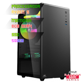 COMPUTADOR GAMER RYZEN 5 5600X/PLACA B550 DDR4/8GB DDR4/SSD 500GB/GABINETE MT-G200BK/500W 80PLUS/RX 6600