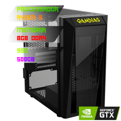 COMPUTADOR GAMER RYZEN 5 5600X/PLACA B550 DDR4/8GB DDR4/SSD 500GB/GABINETE TALOS E1/500W 80PLUS/GTX 1650 4GB