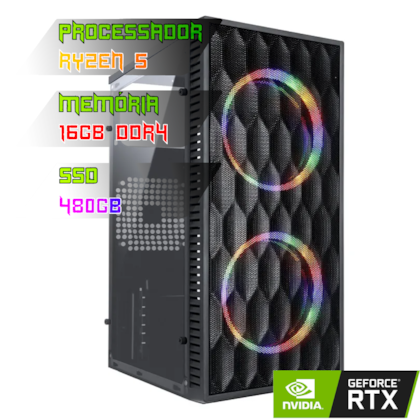 COMPUTADOR GAMER RYZEN 5 5600XT/PLACA  A520 DDR4/16GB DDR4/SSD 480GB/GABINETE WAVE/FONTE 600W REAIS/RTX 2060