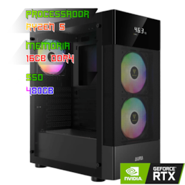 COMPUTADOR GAMER RYZEN 5 5600XT/PLACA B550 DDR4/16GB DDR4/SSD 480GB/GABINETE AURA GC5 ARGB/600W 80PLUS/RTX 3060