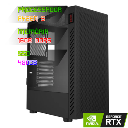 COMPUTADOR GAMER RYZEN 5 7600/PLACA B650 DDR5/16GB DDR5/SSD 480GB/GABINETE BOLTER/600W 80PLUS/RTX 3060