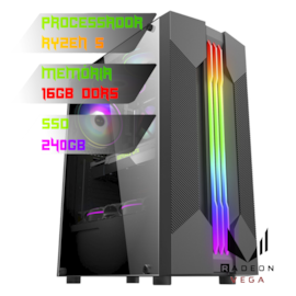 COMPUTADOR GAMER RYZEN 5 8500G/PLACA A620 DDR5/16GB DDR5/SSD 240GB/GABINETE BIFROST 6/FONTE 400W