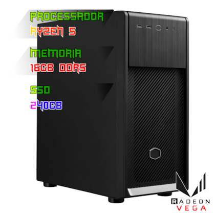 COMPUTADOR GAMER RYZEN 5 8500G/PLACA A620 DDR5/16GB DDR5/SSD 240GB/GABINETE ELITE 500/FONTE 500W