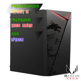 COMPUTADOR GAMER RYZEN 5 8500G/PLACA A620 DDR5/16GB DDR5/SSD 240GB/GABINETE MAG SHIELD/FONTE 400W