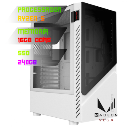 COMPUTADOR GAMER RYZEN 5 8500G/PLACA A620 DDR5/16GB DDR5/SSD 240GB/GABINETE SET WHITE/FONTE 400W