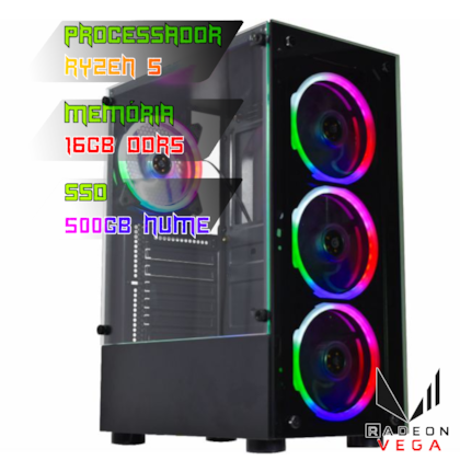 COMPUTADOR GAMER RYZEN 5 8500G/PLACA B650 DDR5/16GB DDR5/SSD 500GB NVME/GABINETE KMEX ELITE/FONTE 600W