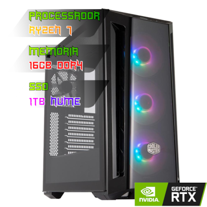 COMPUTADOR GAMER RYZEN 7 5800X/B550 DDR4/16GB DDR4/SSD 1TB NVME/GAB MB520 TG/600W 80PLUS/RTX 4060 8GBWATER 240MM