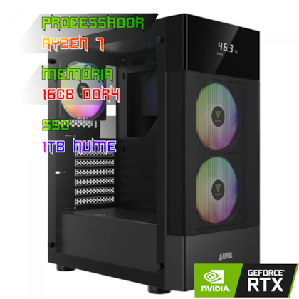 COMPUTADOR GAMER RYZEN 7 5800X/B550 DDR4/16GB DDR4/SSD 1TB NVME/GABINETE AURA GC5 ARGB/600W 80PLUS/RTX 5060 8GBWATER 240MM