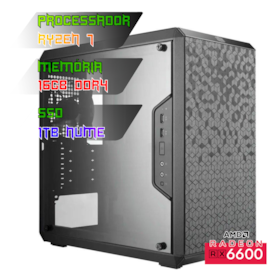 COMPUTADOR GAMER RYZEN 7 5800X/PLACA A520 DDR4/16GB DDR4/SSD 1TB NVME/GABINETE Q300L/FONTE 750W /RX 6600