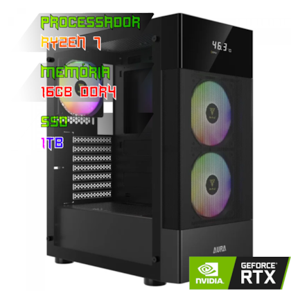 COMPUTADOR GAMER RYZEN 7 5800X/PLACA B550 DDR4/16GB DDR4/SSD 1TB/GABINETE AURA GC5 ARGB/600W 80PLUS/RTX 3060/WATER 240MM