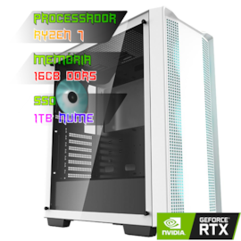 COMPUTADOR GAMER RYZEN 7 7700X/X670-E DDR5/16GB DDR5/SSD 1TB NVME/GABINETE CC560 BRANCO/750W 80PLUS/RTX 4060 8GB/WATER 240MM