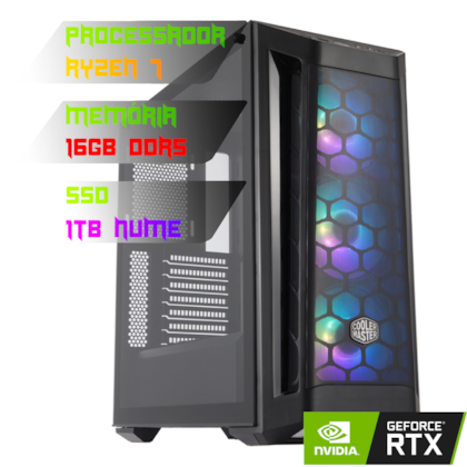 COMPUTADOR GAMER RYZEN 7 7700X/X670-E DDR5/16GB DDR5/SSD 1TB NVME/GABINETE MB511/750W 80PLUS/RTX 4060 8GB/WATER 240MM