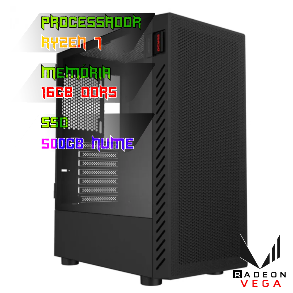 COMPUTADOR GAMER RYZEN 7 8700G/PLACA A620 DDR5/16GB DDR5/SSD 500GB