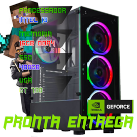 COMPUTADOR INTEL CORE I3 8100 / PLACA MÃE B365 / (2x8)16GB DUAL CHANNEL 3200MHZ / SSD 480GB / GABINETE / FONTE 600W REAIS / GT 730 4GB