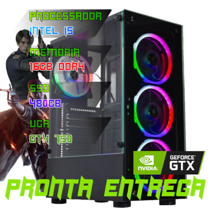 COMPUTADOR INTEL CORE I5 8400 / PLACA MÃE B365 / (2x8)16GB DUAL CHANNEL 3200MHZ / SSD 480GB / GABINETE / FONTE 600W REAIS / GTX 750 4GB
