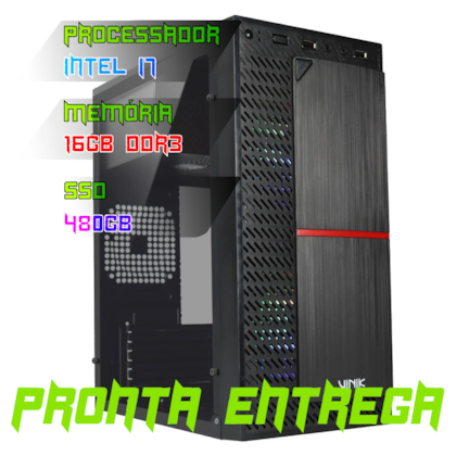 COMPUTADOR INTEL CORE I7 6700 / PLACA MÃE H110 / (2x8)16GB DUAL CHANNEL 1600MHZ / SSD 480GB / GABINETE/ FONTE 600W REAIS
