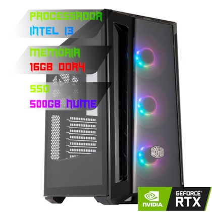 COMPUTADOR INTEL I3 14100F/PLACA B660 DDR4/16GB DDR4/SSD 500GB NVME/GABINETE MB520/600W 80PLUS/RTX 4060 8GB/WATER 240MM