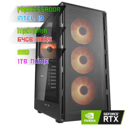 COMPUTADOR INTEL I9 14900KF/PLACA B760 DDR5/64GB (2X32) DDR5/SSD 1TB NVME/GABINETE COUGAR AIRFACE/1000W/RTX 5080 16GB