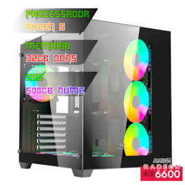 COMPUTADOR RYZEN 5 245KF/PLACA B850 DDR5/32GB DDR5/SSD 500GB NVME/GABINETE AQUARIUS/750W 80PLUS/RX 6600/ WATER 240MM