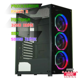 COMPUTADOR RYZEN 5 245KF/PLACA B850 DDR5/32GB DDR5/SSD 500GB NVME/GABINETE CG-30C5/750W 80PLUS/RX 6600/ WATER 240MM