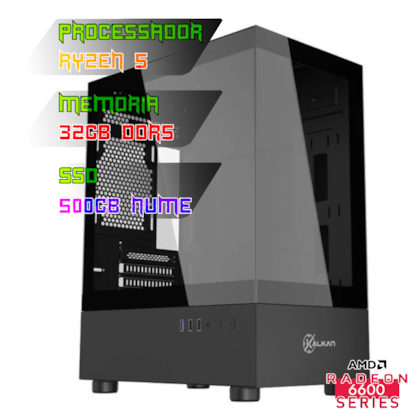 COMPUTADOR RYZEN 5 7600/PLACA B850 DDR5/32GB DDR5/SSD 500GB NVME/GABINETE AVALON/750W 80PLUS/RX 6600/ WATER 240MM
