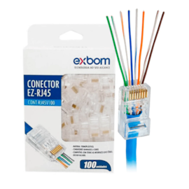 Conector Ez-Rj45 Exbom Cat 5/5E Pacote Com 100 Unidades Cont-Rj45V100