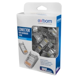 Conector Rj45 Exbom Cat6/6A Blindado Pacote Com 100 Unidades Cont-Rj45C6M100