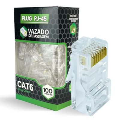Conector Rj45 Pci Cabos Cat6 Pacote Com 100 Unidades Pci-Plg-446