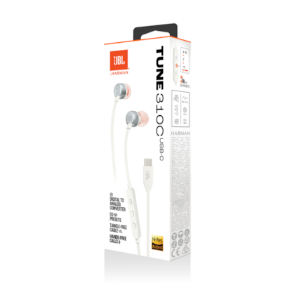 Fone De Ouvido Jbl Tune 310C Usb-C 3.5Mm Com Microfone Branco Jblt310Cwht