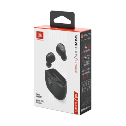 Fone De Ouvido Jbl Wave Buds Tws Bluetooth Resistente á Água e Poeira Preto Jblwbudsblk