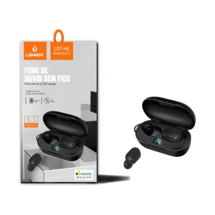 Fone De Ouvido Lehmox H6 Bluetooth 5.3 Preto Lef-h6