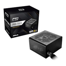 Fonte Asrock Pro 750G Atx 3.1 750W Pcie 5.0 Pfc Ativo 80 Plus Gold Pro-750G
