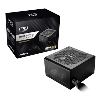 Fonte Asrock Pro 750G Atx 3.1 750W Pcie 5.0 Pfc Ativo 80 Plus Gold Pro-750G
