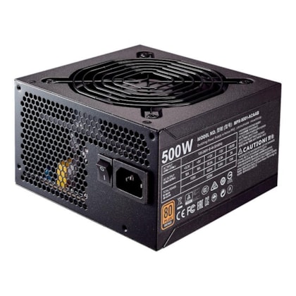 Fonte Cooler Master Mwe500 500w Sem Cabo Pfc Ativo 80 Plus Bronze Preto Mpx-5001-acaab-us