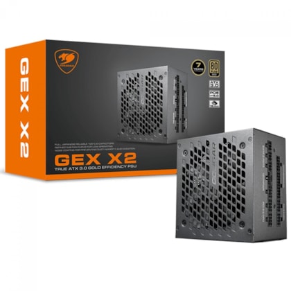 Fonte Cougar Gex X2 850w Atx 3.0 Pcie 5.0 80 Plus Gold Full Modular Pfc Ativo Preto