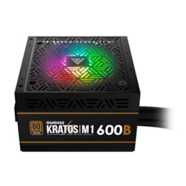 Fonte Gamdias Kratos M1 Rgb 600w 80 Plus Bronze Pfc Ativo M1-600b