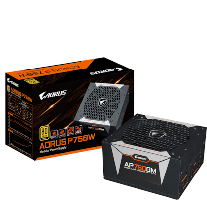 Fonte Gigabyte Aorus P750w Modular 750w Pfc Ativo 80 Plus Gold Bivolt Com Cabo Preto Gp-ap750gm