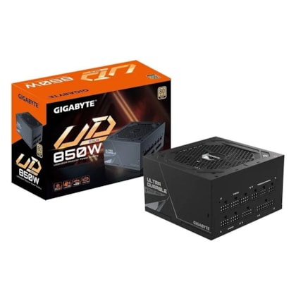 Fonte Gigabyte Ud850gm Atx 2.3 850w Modular Pfc Ativo 80 Plus Gold Com Cabo Preto Gp-ud850gm