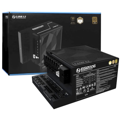 Fonte Lian Li Edge Gold Atx 3.1 1200W Pcie 5.1 Full Modular Pfc Ativo 80 Plus Gold Eg1200-Black