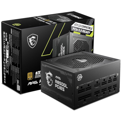 Fonte Msi Mag A850gl Atx 3.0 850w Pcie 5.0 Full Modular Pfc Ativo 80 Plus Gold Sem Cabo De Forca Preto