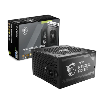 Fonte Msi Mag A850Gls Atx 3.1 850W Pcie 5.1 Full Modular Pfc Ativo 80 Plus Gold Preto Maga850Glspcie5