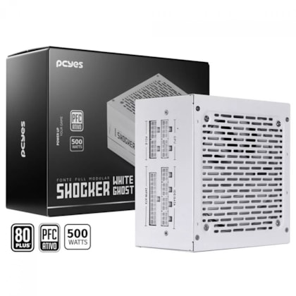 Fonte Pcyes Shocker 500w Full Modular 80 Plus White White Ghost Fm500wwg