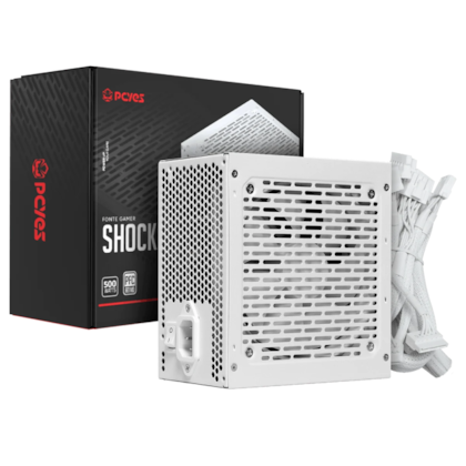 Fonte Pcyes Shocker 500W White Ghost Pfc Ativo 80 Plus Branco Pf500Shwg