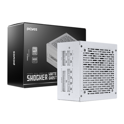 Fonte Pcyes Shocker 600w Full Modular Pfc Ativo 80 Plus White White Ghost Fm600wwg