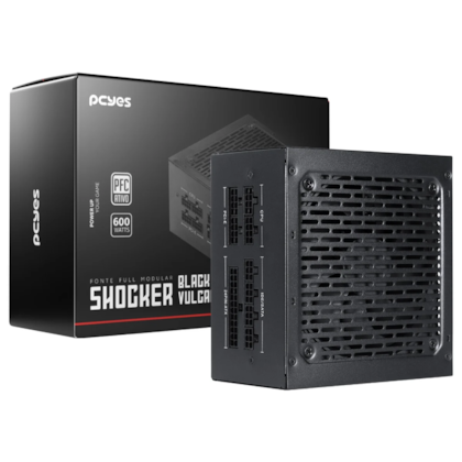 Fonte Pcyes Shocker Black Vulcan 600w Full Modular Pfc Ativo 80 Plus White Fm600wbv