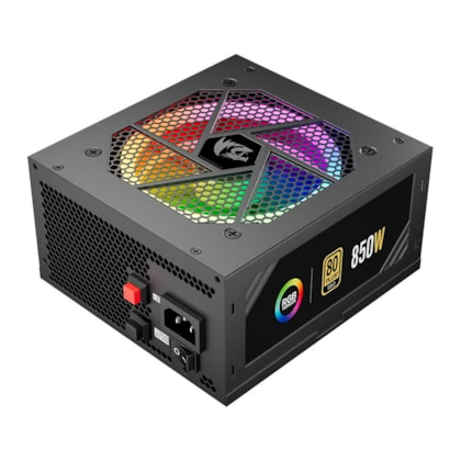 Fonte Redragon 850w 80 Plus Gold Modular Pfc Ativo Bivolt Rgb Preto Gc-ps007-1