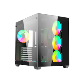 Gabinete C3tech Aquarius Atx Mid Tower Vidro Temperado Sem Fonte Sem Fans Preto Mt-g910bk